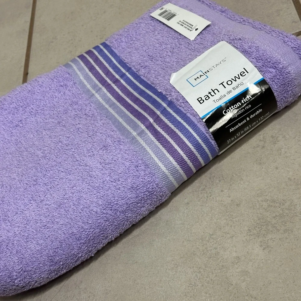Mainstays Lilac/Purple 2 Bath Towels cotton rich‎